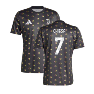2024-2025 Juventus Pre-Match Shirt (Black) (Chiesa 7)