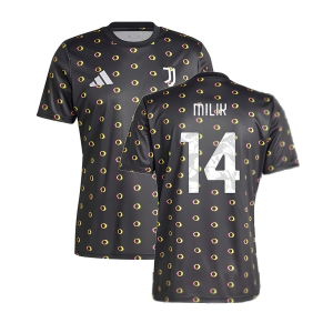2024-2025 Juventus Pre-Match Shirt (Black) (Milik 14)