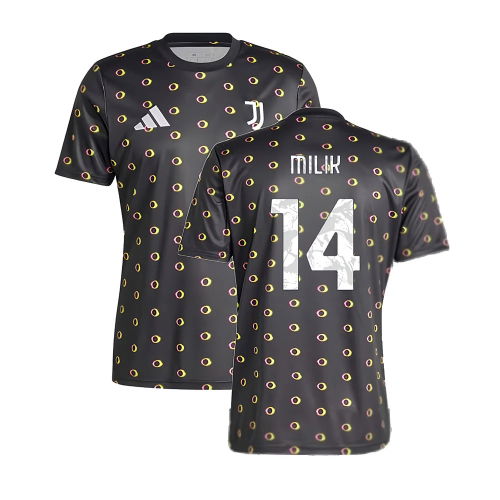 2024-2025 Juventus Pre-Match Shirt (Black) (Milik 14)