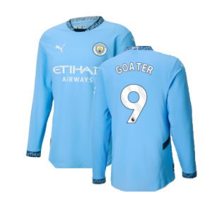 2024-2025 Man City Authentic Long Sleeve Home Shirt (Goater 9)