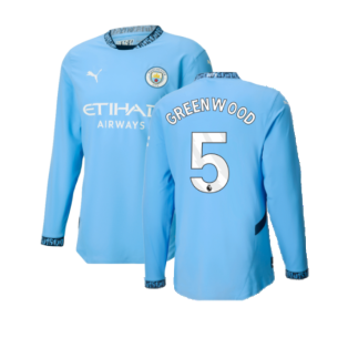 2024-2025 Man City Authentic Long Sleeve Home Shirt (Greenwood 5)