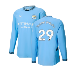 2024-2025 Man City Authentic Long Sleeve Home Shirt (Wright Phillips 29)