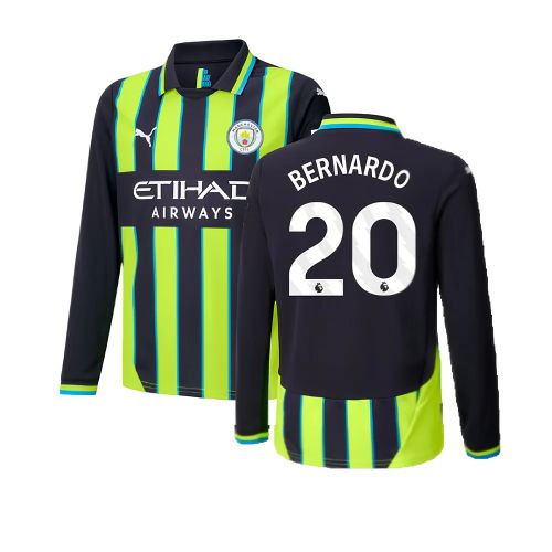 2024-2025 Man City Away Long Sleeve Shirt (Kids) (Bernardo 20)