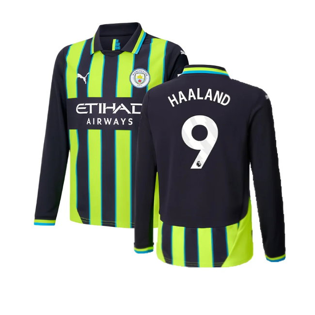 2024-2025 Man City Away Long Sleeve Shirt (Kids) (Haaland 9)