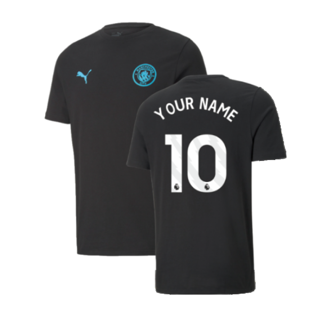 2024-2025 Man City ESS Tee (Black) (Your Name)