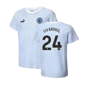 2024-2025 Man City ftblCulture Tee AOP (Light Blue) - Kids (Gvardiol 24)