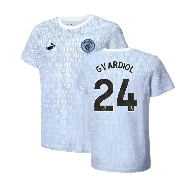 2024-2025 Man City ftblCulture Tee AOP (Light Blue) - Kids (Gvardiol 24)