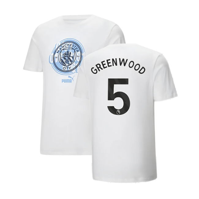 2024-2025 Man City ftblCulture Tee (White) (Greenwood 5)