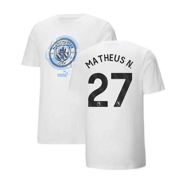 2024-2025 Man City ftblCulture Tee (White) (Matheus N. 27)