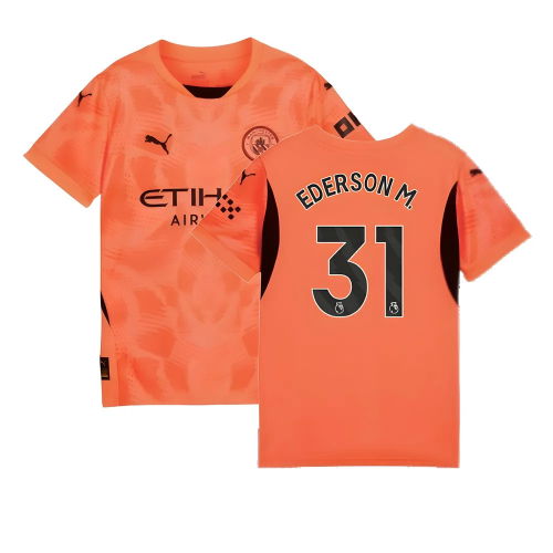 2024-2025 Man City Goalkeeper Shirt (Neon Sun) - Kids (Ederson M. 31)