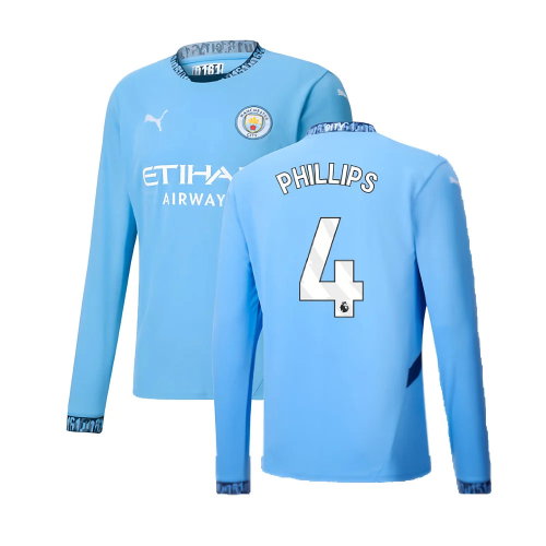 2024-2025 Man City Home Long Sleeve Shirt (Phillips 4)
