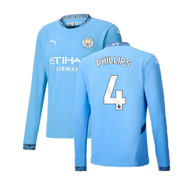 2024-2025 Man City Home Long Sleeve Shirt (Phillips 4)