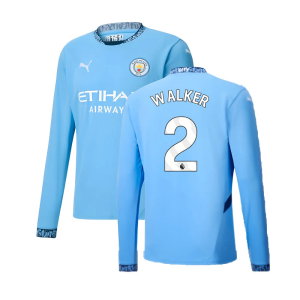 2024-2025 Man City Home Long Sleeve Shirt (Walker 2)
