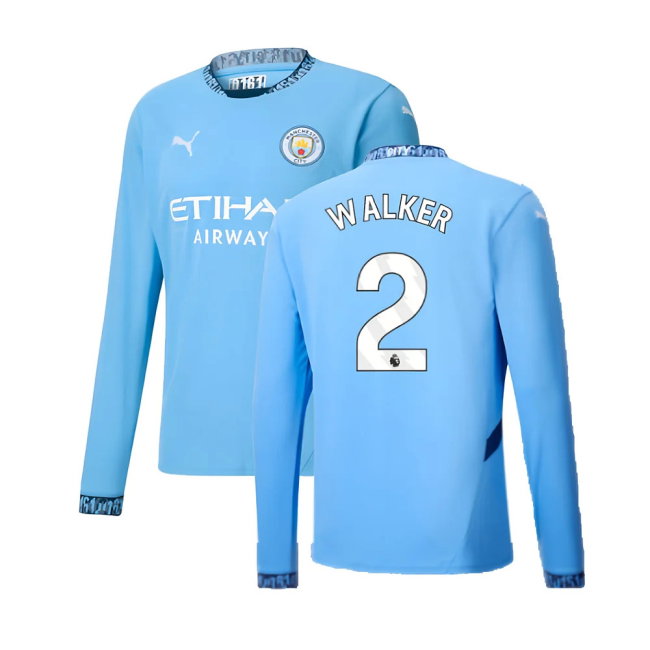 2024-2025 Man City Home Long Sleeve Shirt (Walker 2)