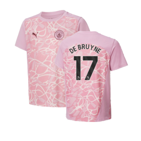 2024-2025 Man City Pre-Match Shirt (Pink Icing) - Kids (De Bruyne 17)
