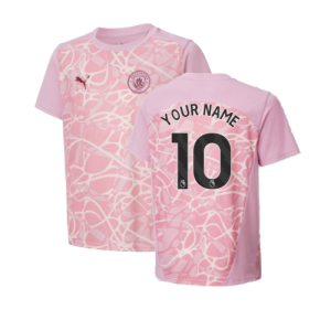 2024-2025 Man City Pre-Match Shirt (Pink Icing) - Kids (Your Name)