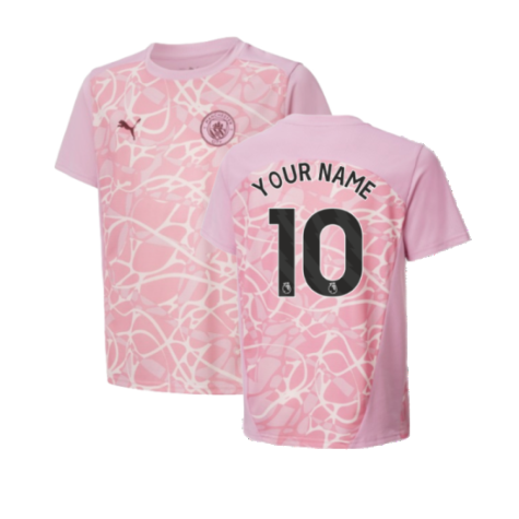 2024-2025 Man City Pre-Match Shirt (Pink Icing) - Kids (Your Name)