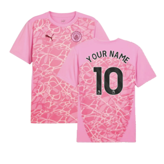 2024-2025 Man City Pre-Match Shirt (Pink) (Your Name)