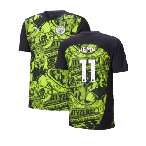 2024-2025 Man City Pre-Match Shirt (Yellow Glow) (Hemp 11)