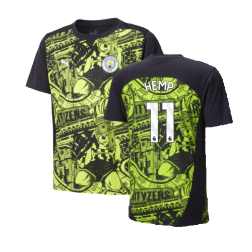 2024-2025 Man City Pre-Match Shirt (Yellow Glow) - Kids (Hemp 11)
