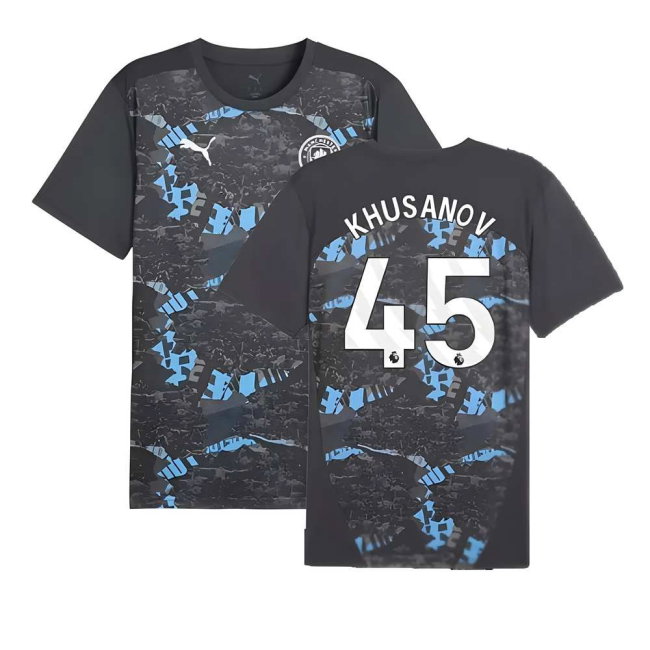 2024-2025 Man City Prematch SS Jersey (Strong Gray) (Khusanov 45)