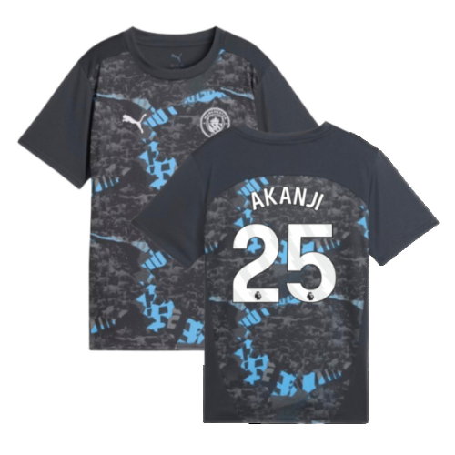 2024-2025 Man City Prematch SS Jersey (Strong Gray) - Kids (Akanji 25)