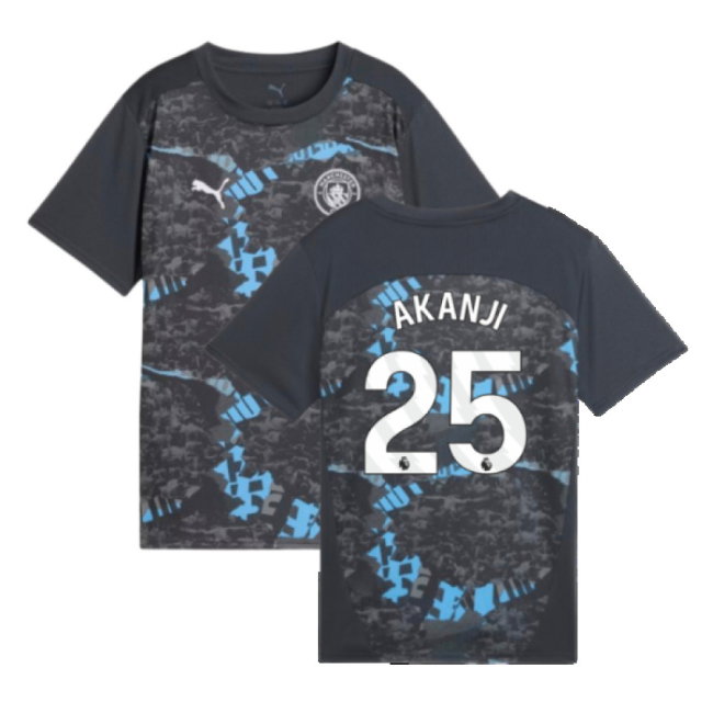 2024-2025 Man City Prematch SS Jersey (Strong Gray) - Kids (Akanji 25)