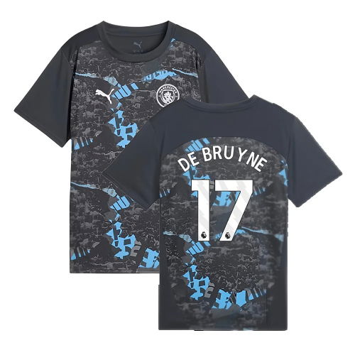 2024-2025 Man City Prematch SS Jersey (Strong Gray) - Kids (De Bruyne 17)