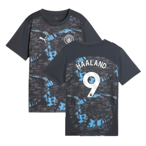 2024-2025 Man City Prematch SS Jersey (Strong Gray) - Kids (Haaland 9)