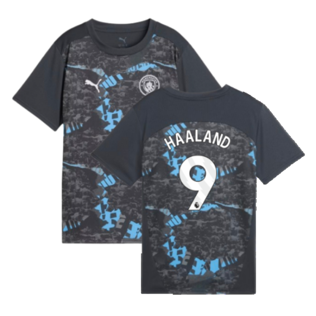 2024-2025 Man City Prematch SS Jersey (Strong Gray) - Kids (Haaland 9)