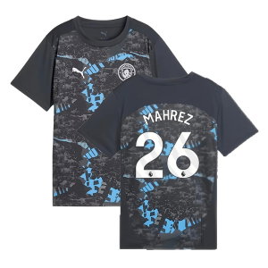 2024-2025 Man City Prematch SS Jersey (Strong Gray) - Kids (Mahrez 26)