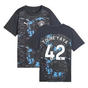2024-2025 Man City Prematch SS Jersey (Strong Gray) - Kids (Toure Yaya 42)