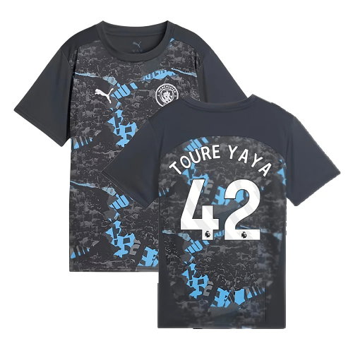 2024-2025 Man City Prematch SS Jersey (Strong Gray) - Kids (Toure Yaya 42)