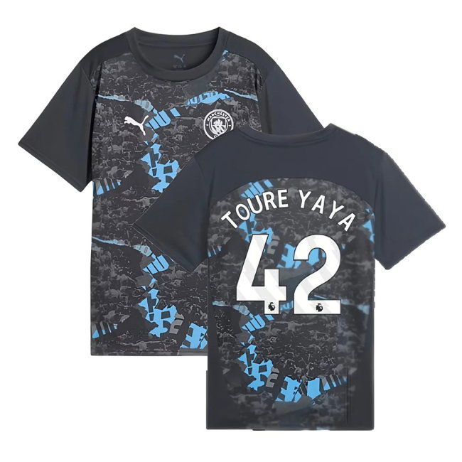 2024-2025 Man City Prematch SS Jersey (Strong Gray) - Kids (Toure Yaya 42)