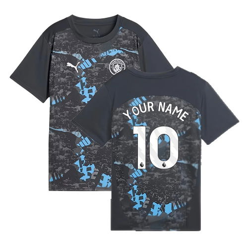 2024-2025 Man City Prematch SS Jersey (Strong Gray) - Kids (Your Name)