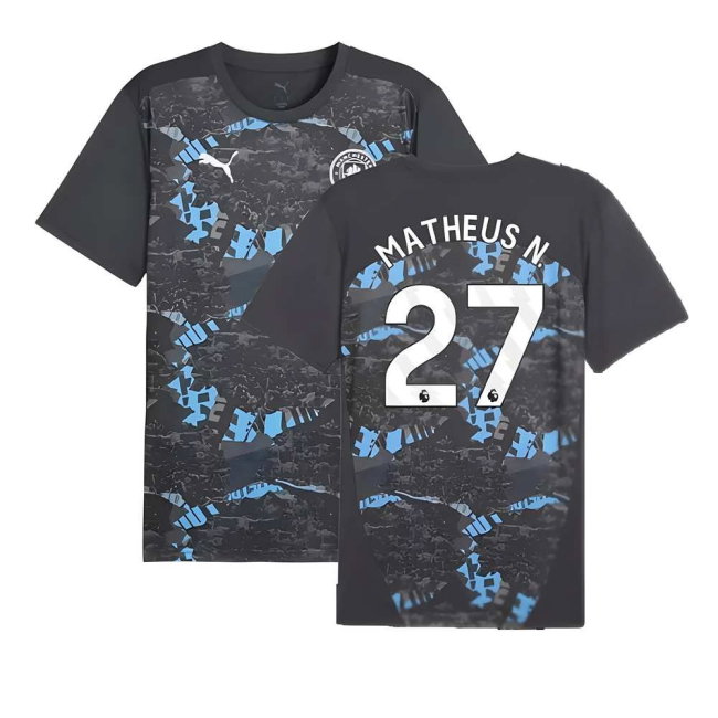 2024-2025 Man City Prematch SS Jersey (Strong Gray) (Matheus N. 27)
