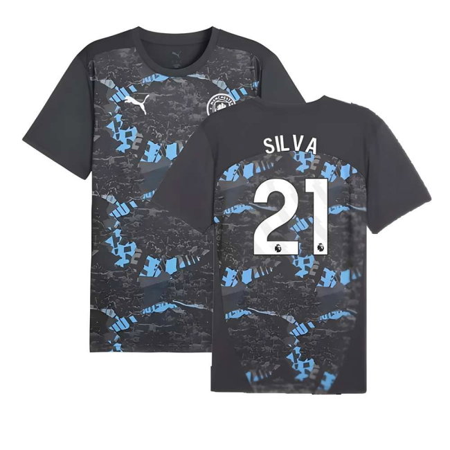 2024-2025 Man City Prematch SS Jersey (Strong Gray) (Silva 21)