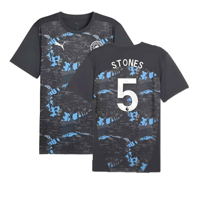 2024-2025 Man City Prematch SS Jersey (Strong Gray) (Stones 5)