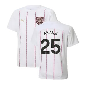 2024-2025 Man City Prematch SS Jersey (White) - Kids (Akanji 25)