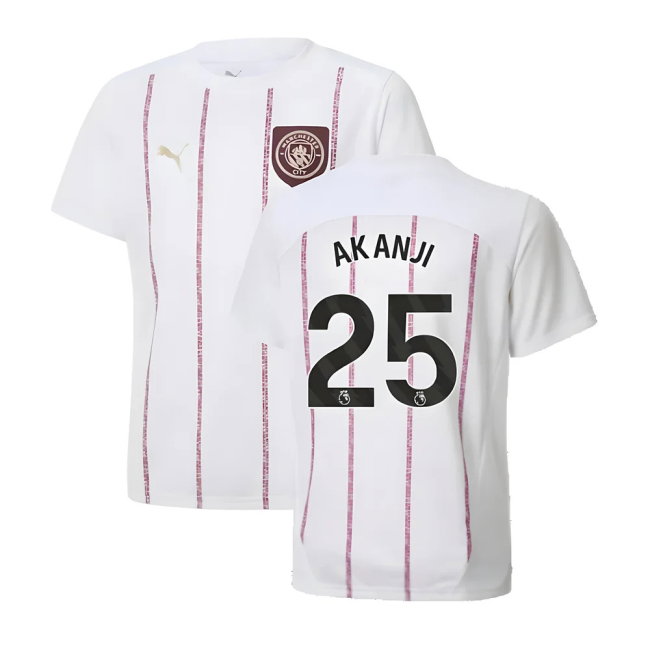 2024-2025 Man City Prematch SS Jersey (White) - Kids (Akanji 25)