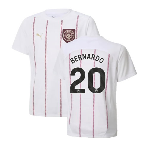 2024-2025 Man City Prematch SS Jersey (White) - Kids (Bernardo 20)