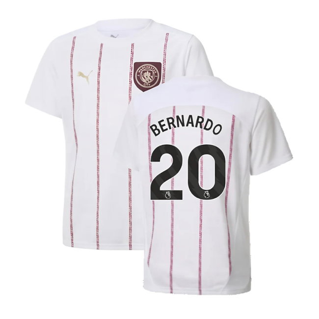 2024-2025 Man City Prematch SS Jersey (White) - Kids (Bernardo 20)