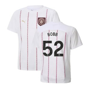 2024-2025 Man City Prematch SS Jersey (White) - Kids (Bobb 52)