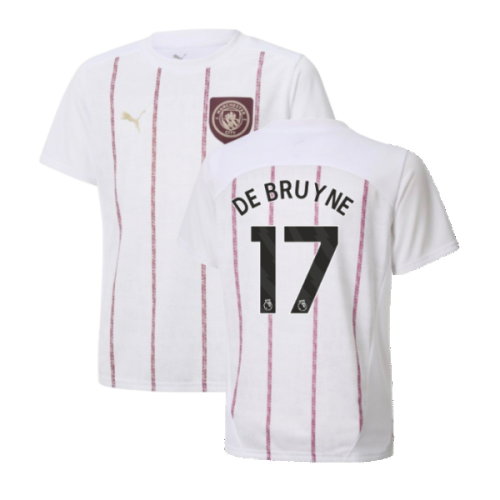 2024-2025 Man City Prematch SS Jersey (White) - Kids (De Bruyne 17)