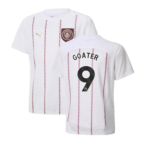 2024-2025 Man City Prematch SS Jersey (White) - Kids (Goater 9)