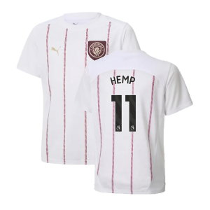 2024-2025 Man City Prematch SS Jersey (White) - Kids (Hemp 11)
