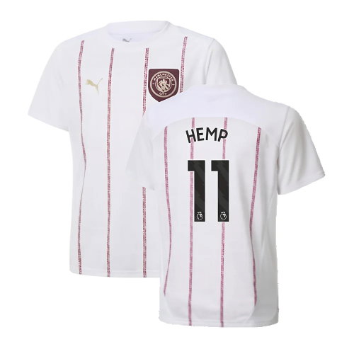 2024-2025 Man City Prematch SS Jersey (White) - Kids (Hemp 11)