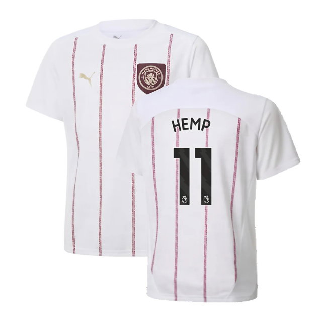 2024-2025 Man City Prematch SS Jersey (White) - Kids (Hemp 11)