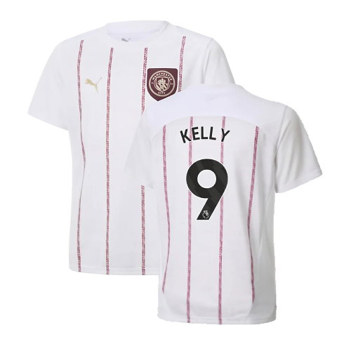 2024-2025 Man City Prematch SS Jersey (White) - Kids (Kelly 9)