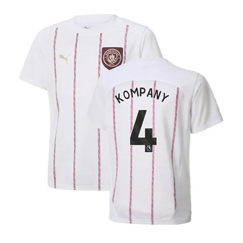 2024-2025 Man City Prematch SS Jersey (White) - Kids (Kompany 4)